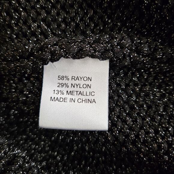 Lela Rose Metallic Black V-Neck Pullover Sweater Size XL Elevated Basic Chic - Picture 9 of 10